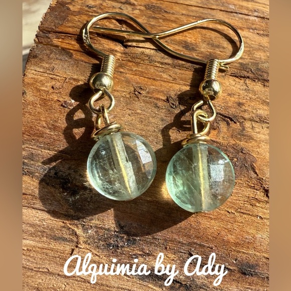Elegant green Stone Earrings fluorite - Picture 1 of 1